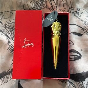 Christian Louboutin Gold Lipstick Charm in Silky Satin Rouge Louboutin 001